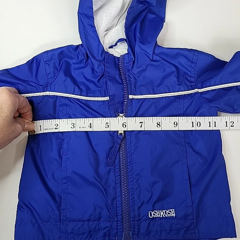 OSHKOSH -‎ Hooded Windbreaker Jacket Full Zip Size 3-6mo Blue